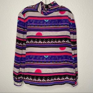 Vintage 80s Loubella California Mock Neck Blouse